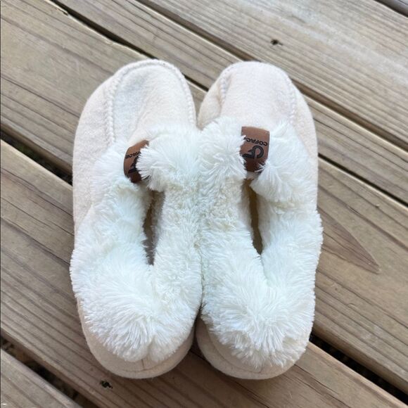 NWT Coface Women’s Size 7 Cream Beige Knit Slippers House Shoes Slip On - Picture 10 of 14